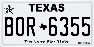 TX license plate BOR6355