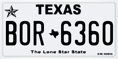 TX license plate BOR6360