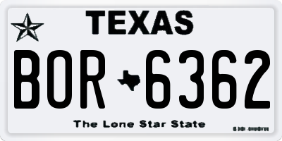 TX license plate BOR6362