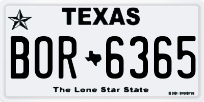 TX license plate BOR6365