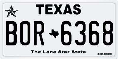 TX license plate BOR6368