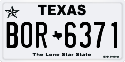 TX license plate BOR6371