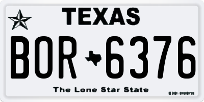 TX license plate BOR6376