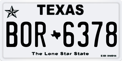 TX license plate BOR6378