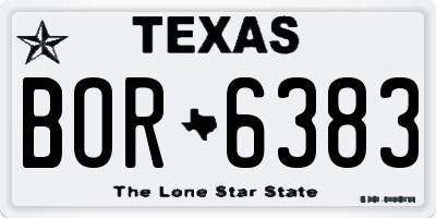TX license plate BOR6383