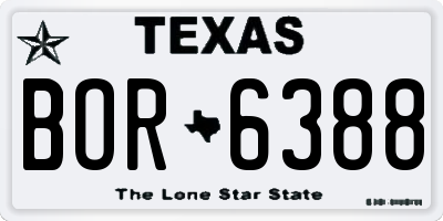 TX license plate BOR6388
