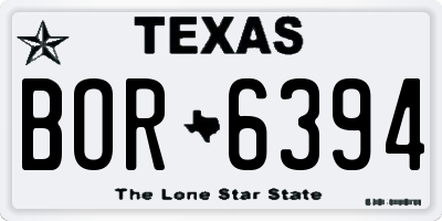 TX license plate BOR6394