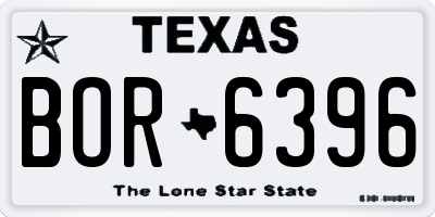 TX license plate BOR6396