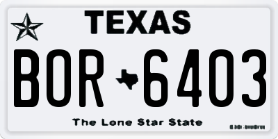TX license plate BOR6403
