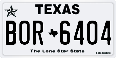 TX license plate BOR6404