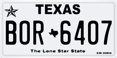 TX license plate BOR6407