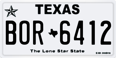 TX license plate BOR6412