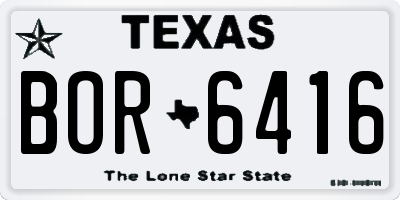 TX license plate BOR6416