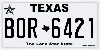 TX license plate BOR6421
