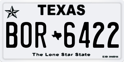 TX license plate BOR6422
