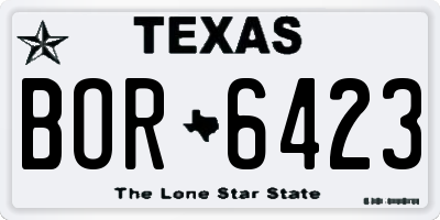 TX license plate BOR6423