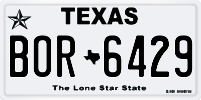 TX license plate BOR6429