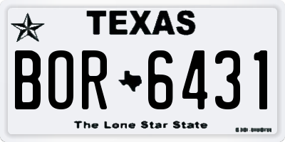 TX license plate BOR6431