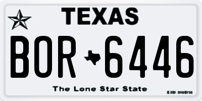 TX license plate BOR6446