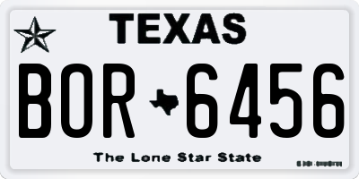 TX license plate BOR6456