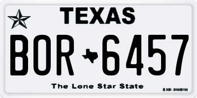 TX license plate BOR6457