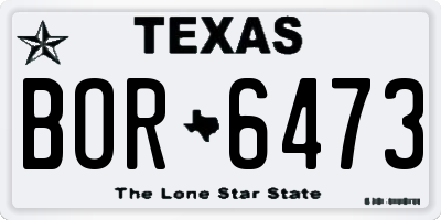TX license plate BOR6473