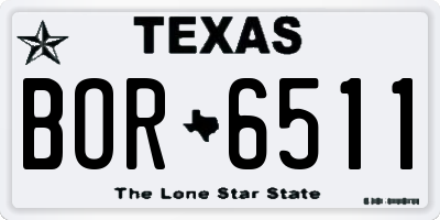 TX license plate BOR6511