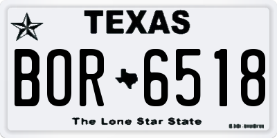 TX license plate BOR6518