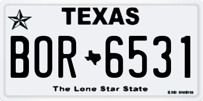TX license plate BOR6531