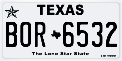 TX license plate BOR6532