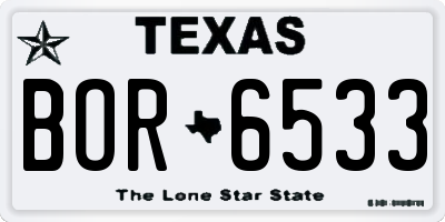 TX license plate BOR6533