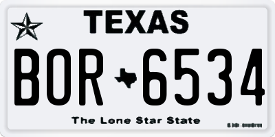 TX license plate BOR6534