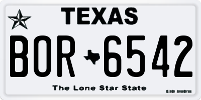 TX license plate BOR6542