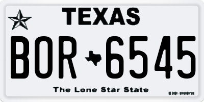 TX license plate BOR6545