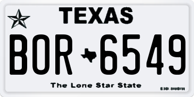 TX license plate BOR6549