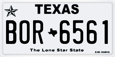 TX license plate BOR6561