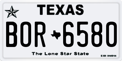 TX license plate BOR6580