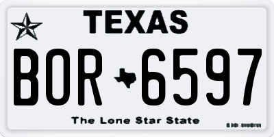 TX license plate BOR6597