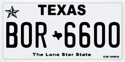 TX license plate BOR6600