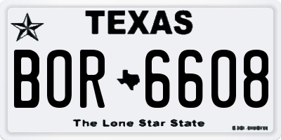 TX license plate BOR6608