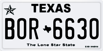 TX license plate BOR6630