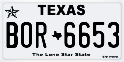 TX license plate BOR6653