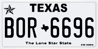 TX license plate BOR6696