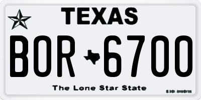 TX license plate BOR6700