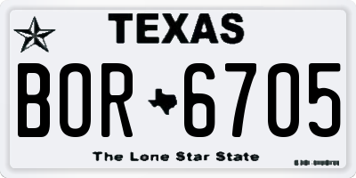 TX license plate BOR6705