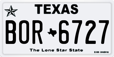 TX license plate BOR6727