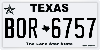 TX license plate BOR6757