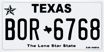 TX license plate BOR6768