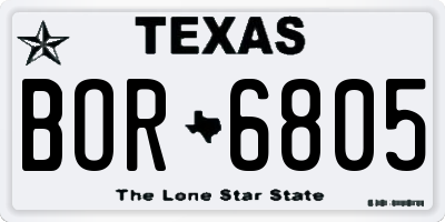 TX license plate BOR6805