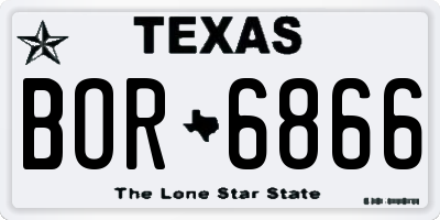 TX license plate BOR6866